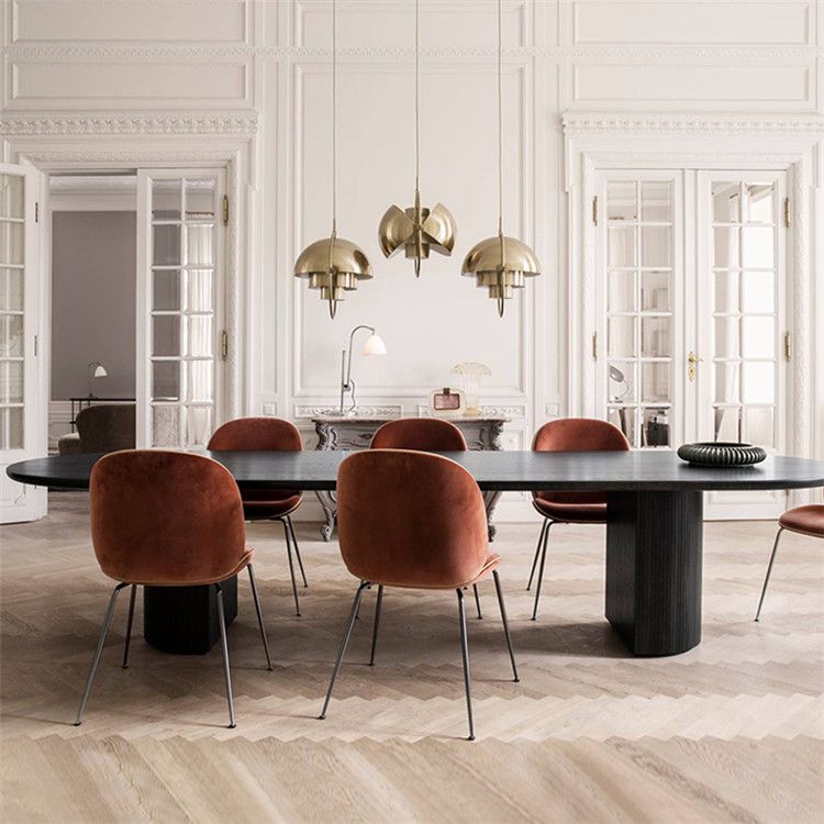 Contemporary Style Furniture Oval Double Pedestal Dining Site Table for Home