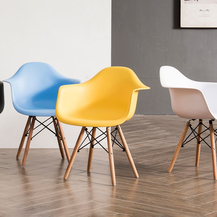 Modern Chairs Dining Arm Chairs with Wooden Legs for Kitchen