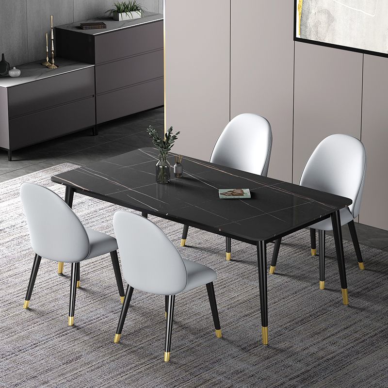 Modern Iron Dining Table Set 1/2/3/5/7 Pieces Dinette Set with Sintered Stone Top