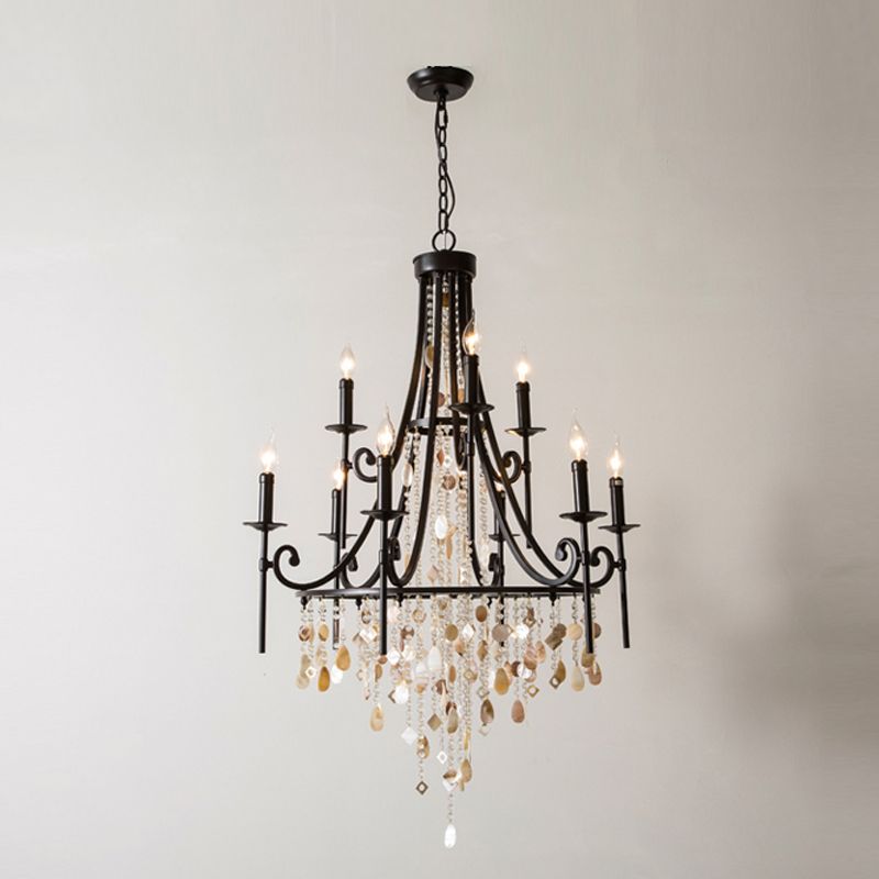 American Candle Shape Chandelier Metal Multi Light Hanging Light for Bedroom