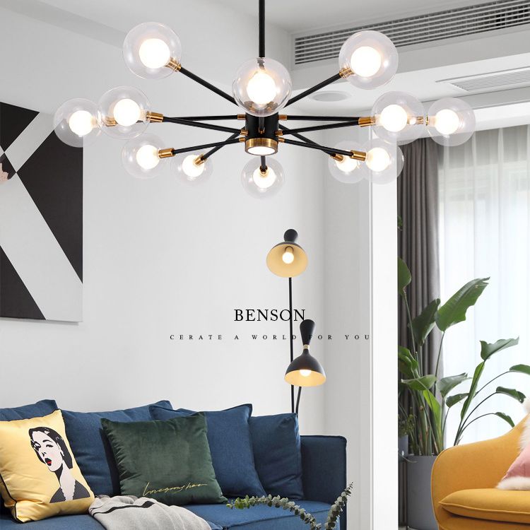 Transparent Glass Globe Shade Molecular Chandelier Spotlight Design Contemporary Simplicity Style Lighting Pendant