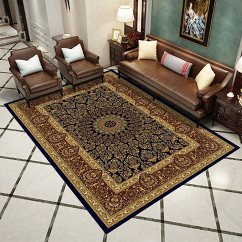 Grandeur Multicolor Victorian Rug Polyester Floral Printed Rug Pet Friendly Washable Anti-Slip Rug for Living Room