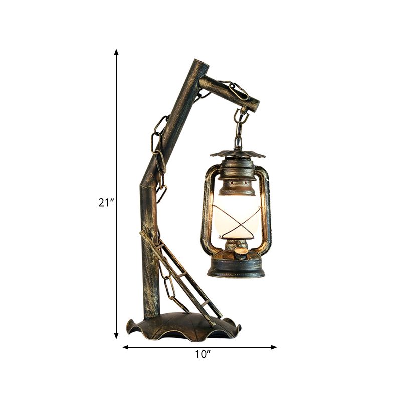 Lampada da tavolo in vetro opale Vintage 1 scrivania camera da letto in ottone con braccio angolato in metallo