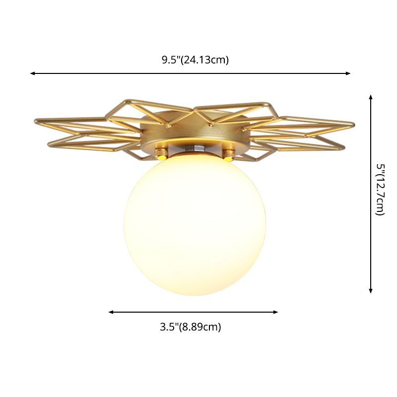 Plafonnier encastré sphérique doré, luminaire de plafond en verre de Style nordique