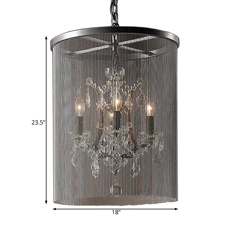 Kristal zwart hangende kroonluchter ronde 4 lichten rustieke hanglamp voor eetkamer