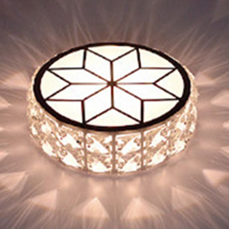 Circle Flush Mount Ceiling Lighting Fixture Modern LED Crystal Flush Mount Light