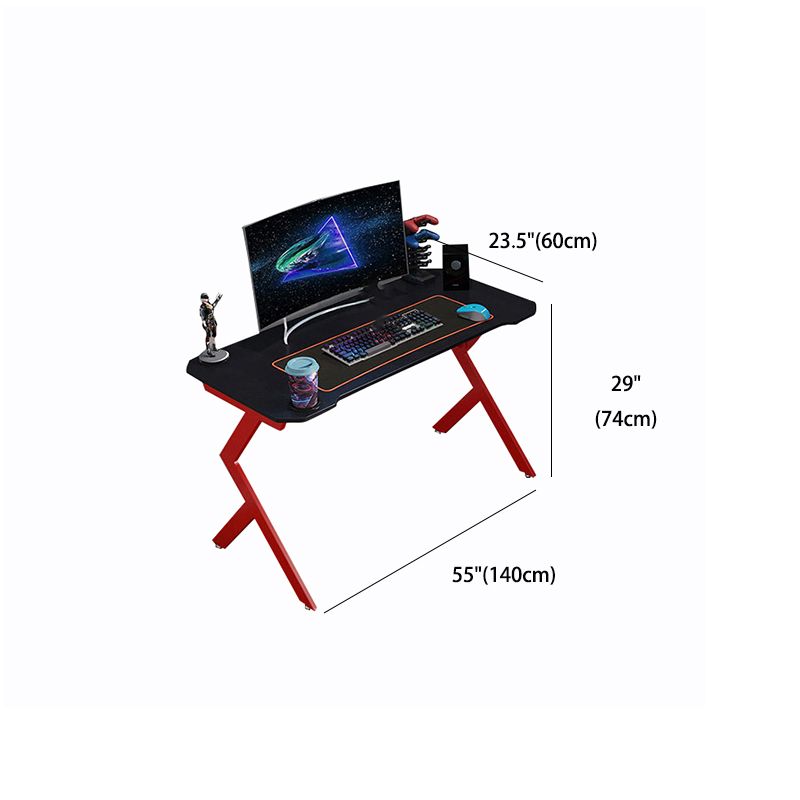 Rectangular Computer Table with Esports Style Black Top and Red Metal Legs