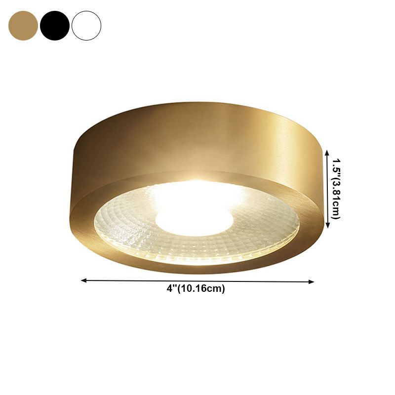 Plafonnier LED en forme de cylindre moderne en cuivre à 1 lumière encastré pour couloir et salon