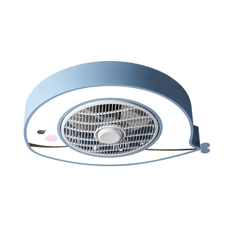 Metal Fat Fish Semi Flush Techo Ventilador de techo Rosa/azul 21.5 pulgadas de ancho LED Semi Flushmount Iluminación para vivero