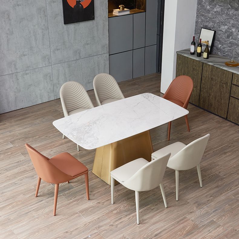 Nordic Glam Style Rectangle Sintered Stone Table Set 1/2/5/7 Pieces Dining Set
