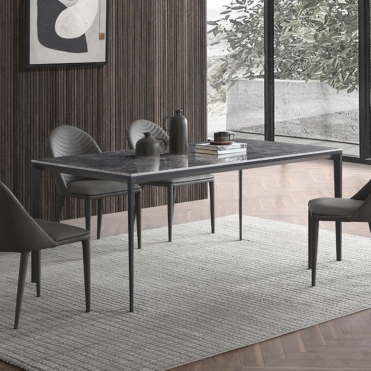 Simple Style Sintered Stone Table 4 Legs Aluminum Base Rectangle Table for Home