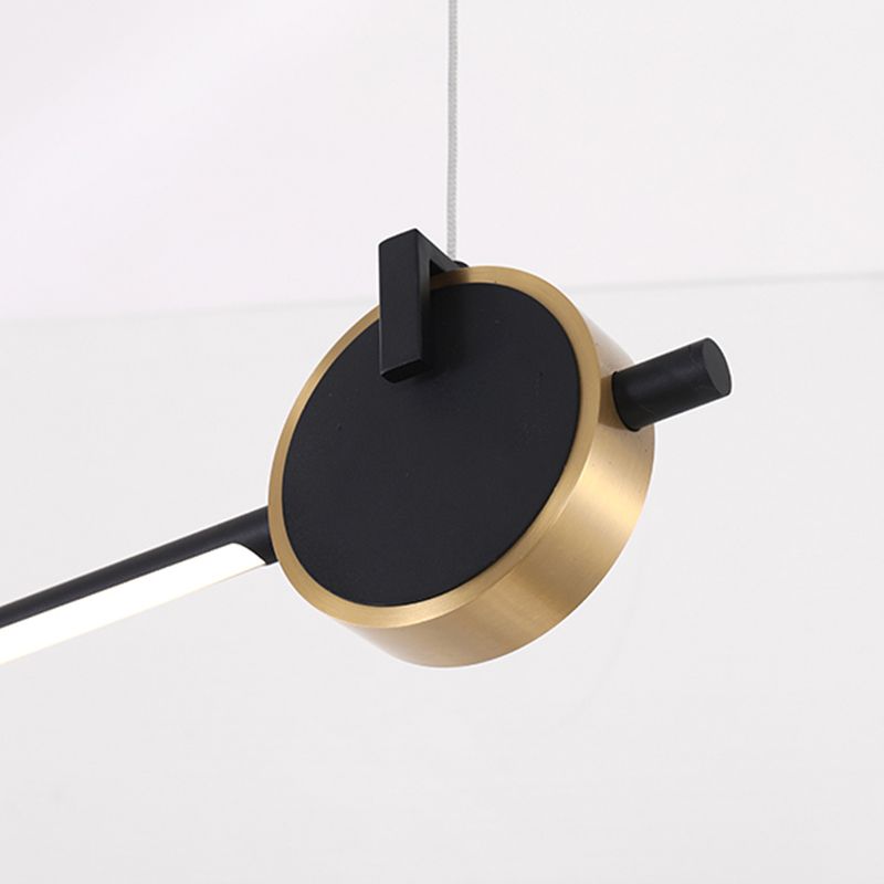 Black metal eiland licht modern 1-head lineair restaurant hangende lamp met acryl schaduw