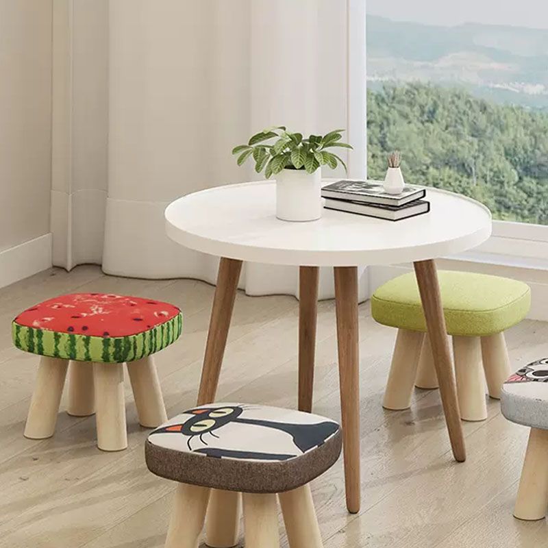 Modern Ottoman Cotton Detachable Seat Cover Solid Color Square Ottoman