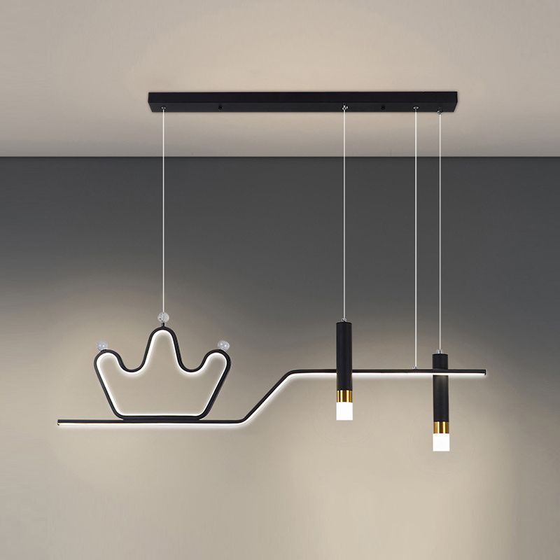 Post Modern LED Pendant Ceiling Fixture in Black / Gold Metal Linear Kitchen Island Light