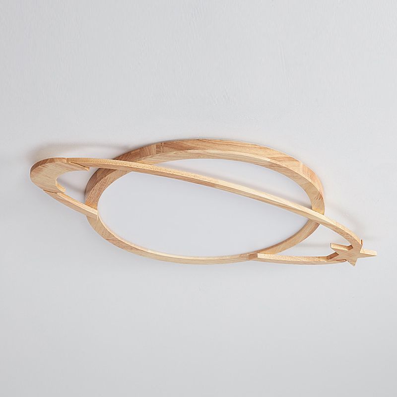 Modern Flush Light Planet Ceiling Lighting with Wood for Bedroom