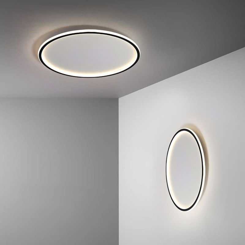 Circular Flush Ceiling Light Fixture Modern Metal LED Black Flush Mount Light Fixture