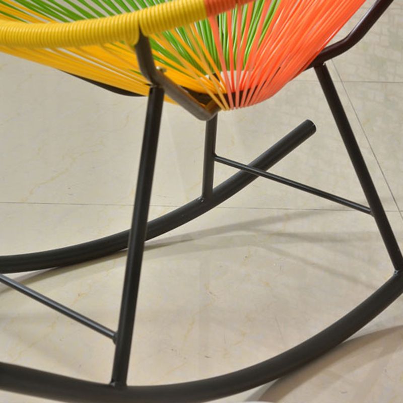 Contemporary Rocking Accent Chair Metal and Wicker Rocker Chair 28.3" x 43.3" x 35.4"