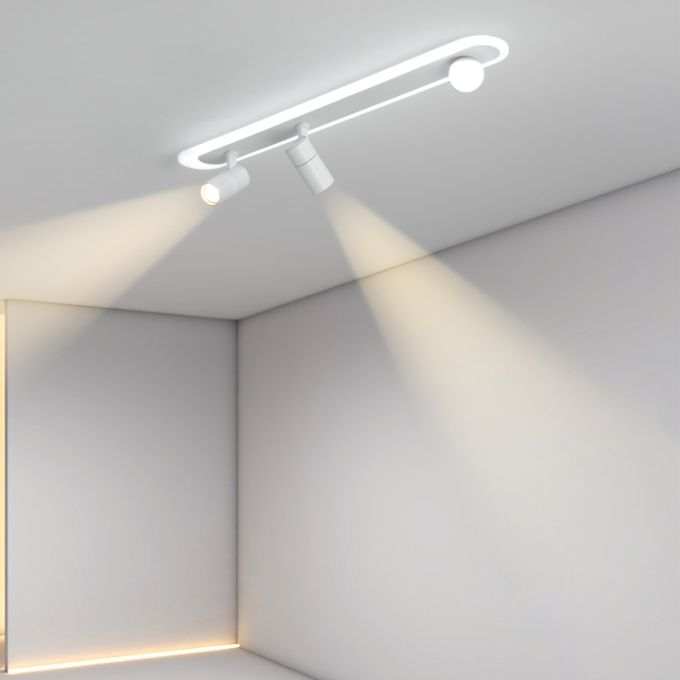 Witte lineaire LED-railverlichtingsarmaturen Moderne aluminium plafondlamp met 2 spots