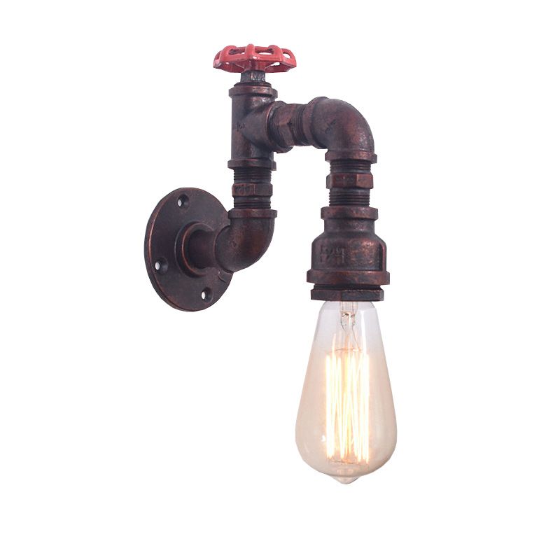 1-Light Industrial Wrought Iron Wall Sconce Pipe and Gauge Wall Light Lamp for Dining Room