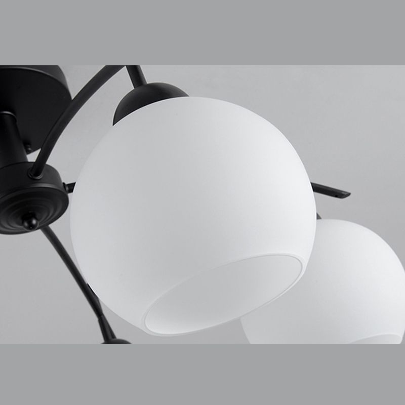 Moderne semi-inbouwlamp, eenvoudige plafondlamp met glazen kap voor salon