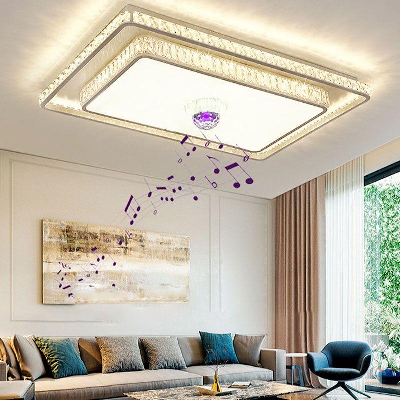 Luminaire encastré rectangulaire en métal, Style moderne, Bluetooth, musique, luminaire encastré doré