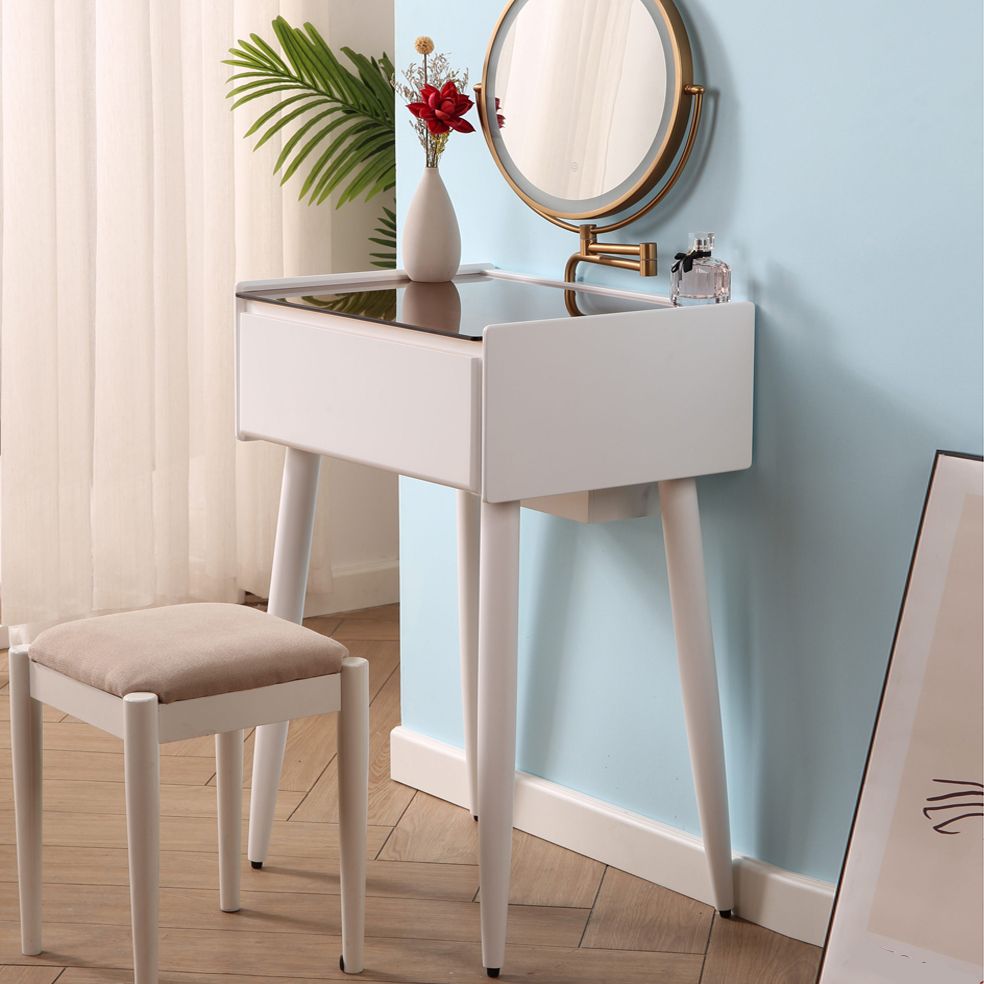 Contemporary Make-up Vanity Bedroom Glass Lighted Mirror with Drawer