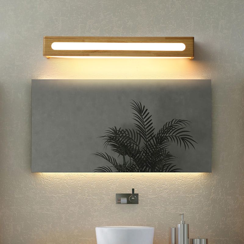 Vierkante vorm houten wand sconce moderne stijl 1 licht spiegel wandmontage verlichting in bruin
