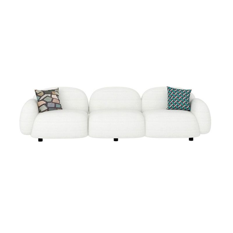 Leather/Wool Modern Curved Sofa 29.52" High Round Arm Seating