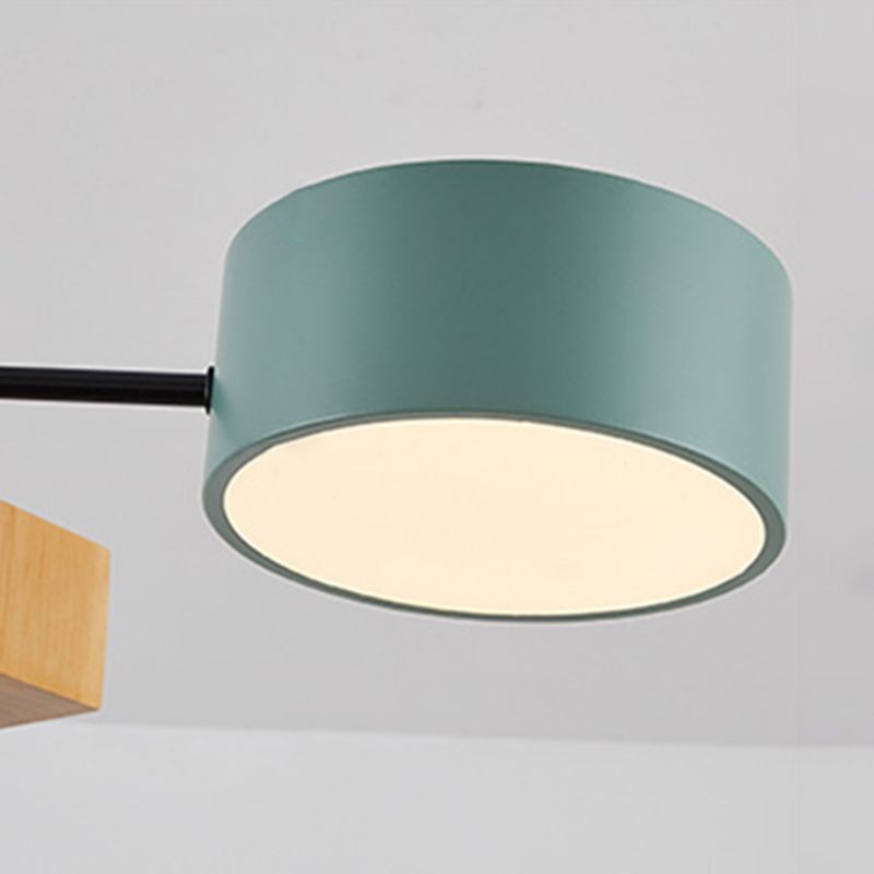 Luce a ciondolo a LED LED in legno con moderno lampadario di macaron in stile creativo con ombra acrilica
