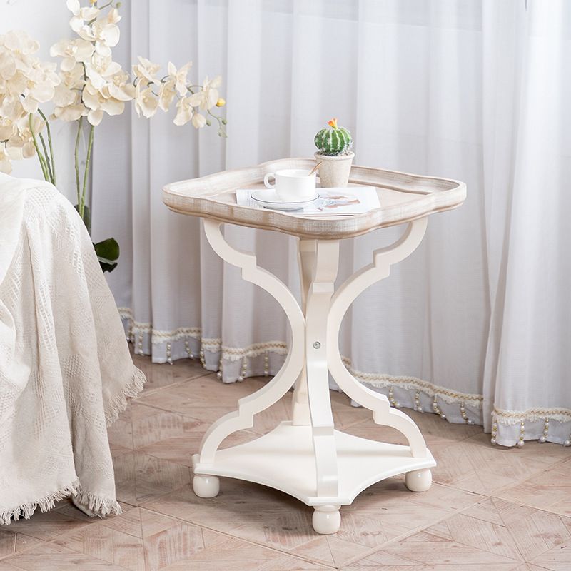 Distressed Wood Side Table French Country Style 25" Tall Side Table