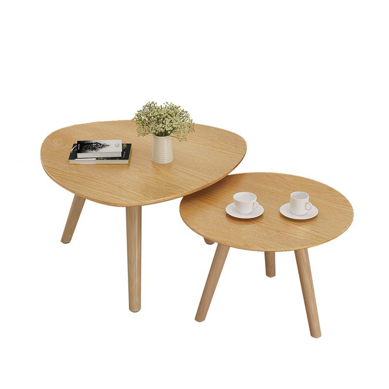 Solid Wood 3 Legs Coffee Table Set Modern Geometric Cocktail Table