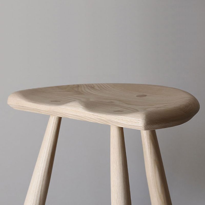 Solid Wood Dining Stools Contoured Seat Bar Stools with Footrest