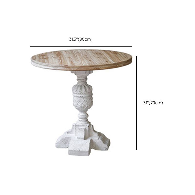 French Country Wood Round Top Side Table Distressed Iron Base End Table