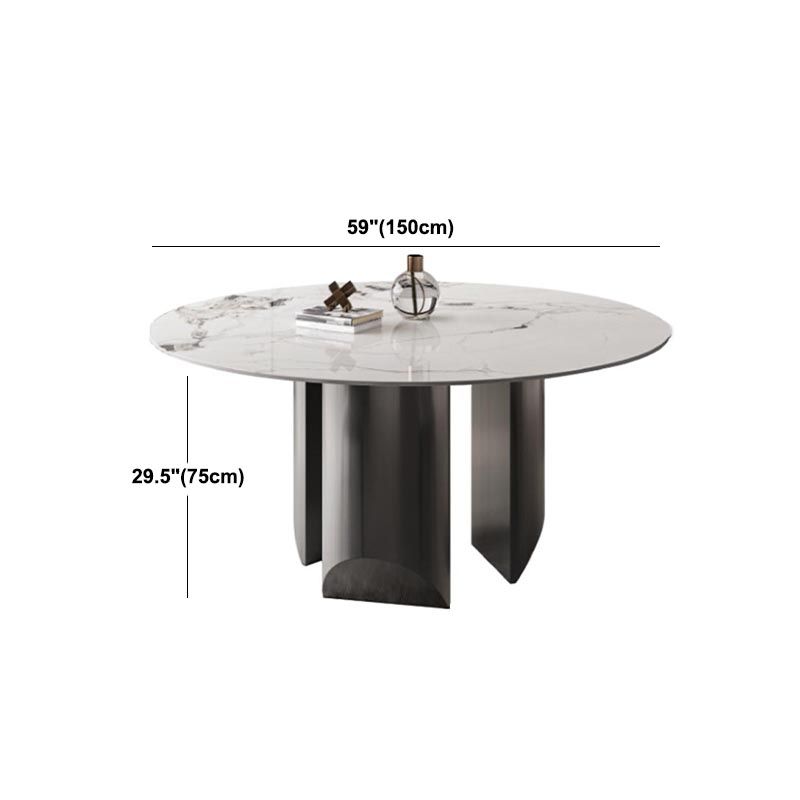 Round Dining Table Contemporary Dining Table with Stainless Steel Pedestal Base