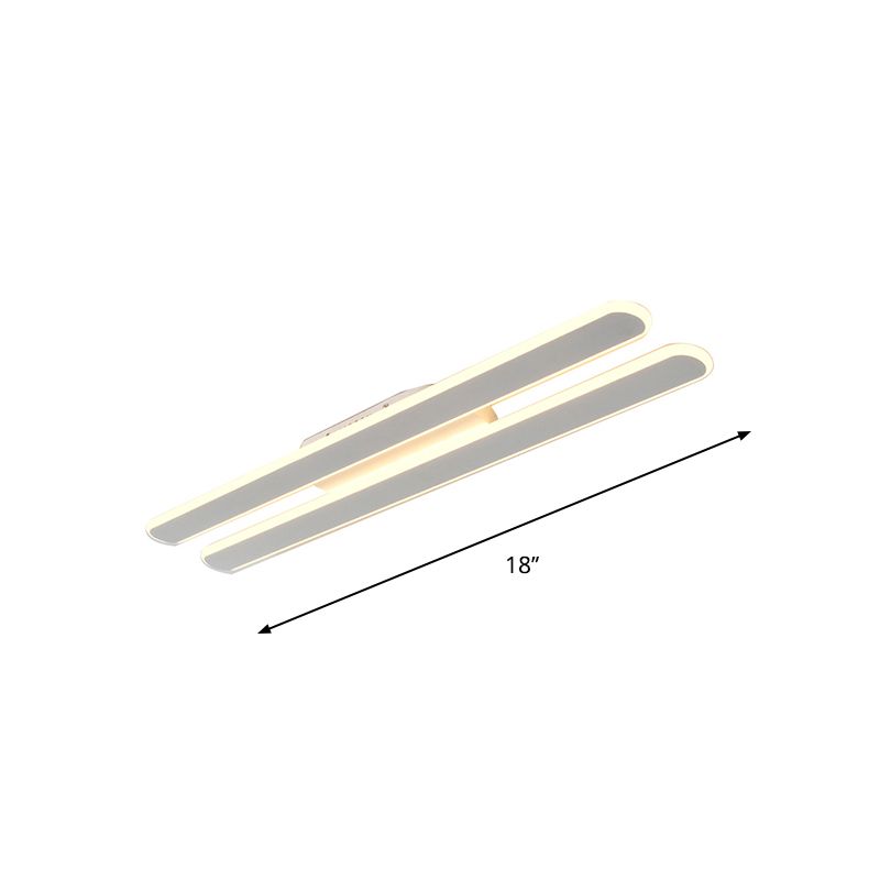 18"/23.5"/31.5" Wide LED Living Room Flush Mount Light with Parallel Linear Acrylic Shade Beige Ceiling Light in Warm/White Light