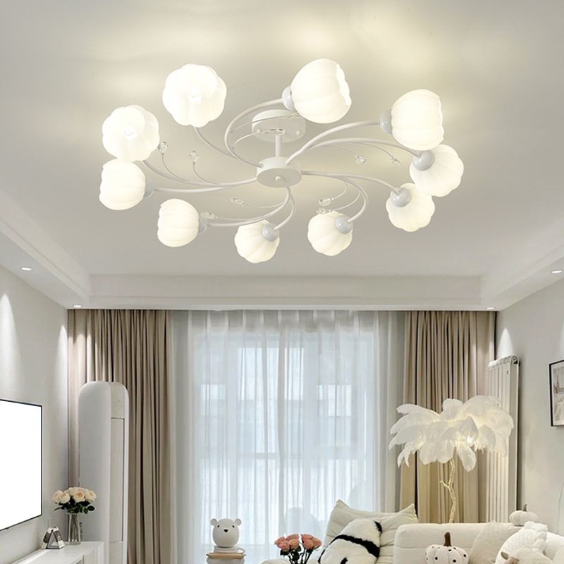 Modern Simple Circle Shape Ceiling Light with Glass Shade for Living Room
