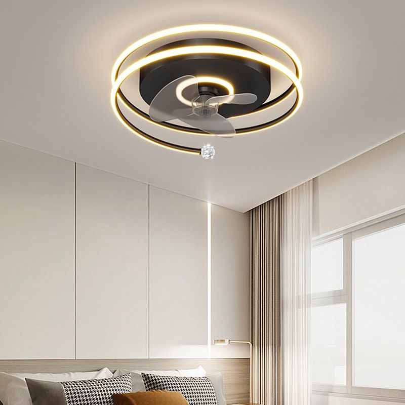 Élégant plafond moderne lampe à fans de la lampe métallique LED Semi Flush Mount Light Light