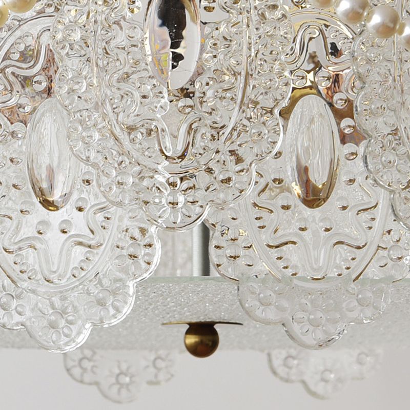 Modern Ceiling Lamp Vintage Flush Mount Light Fixture with Glass Shade for Bedroom