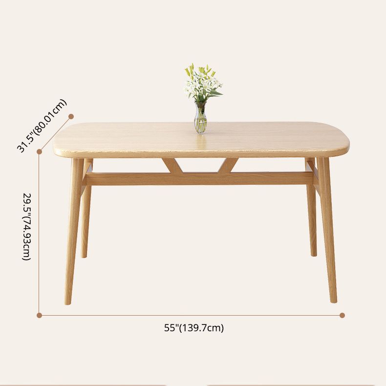 Contemporary Solid Wood Rectangle Shape Dining Furniture 4 Wood Legs Table for Kitchen
