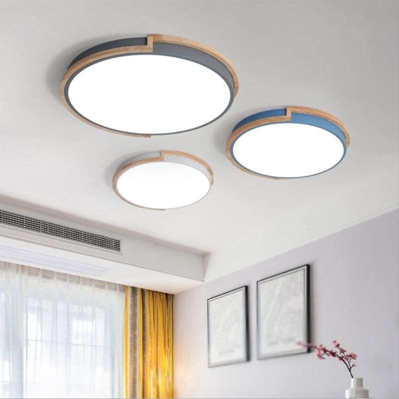 Round Shape LED Ceiling Lamp Macaroon Modern Iron 1 Light Flush Mount for Dining Room
