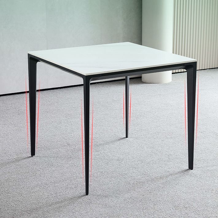 Square Shape Sintered Stone Dining Table Industrial 4 Legs Table for Dining Room