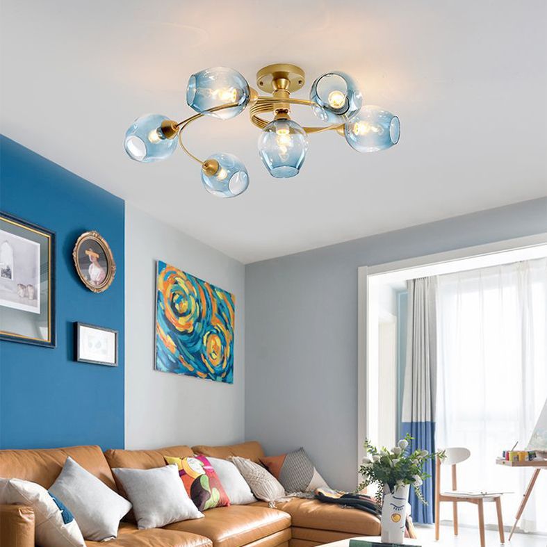 Nordic Simplicity Glass Flush Mount Ceiling Lamp Simplicity Glass Ceiling Pendant for Living Room