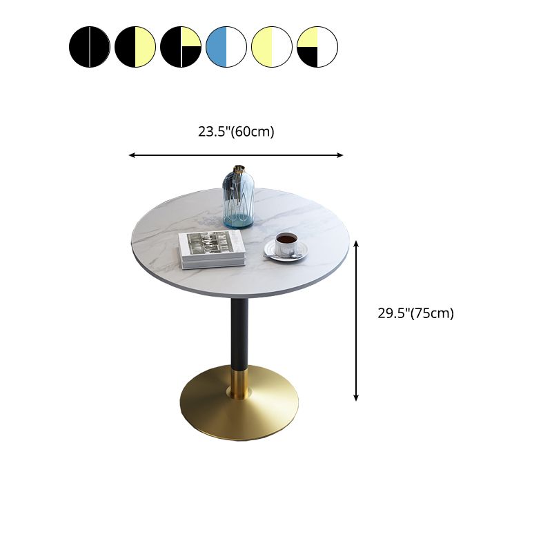 Glam Style Stone Top Dinette Table Metal Base Dining Table for Coffee Shop