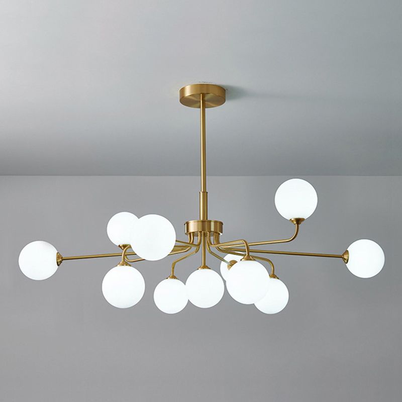 Modern Simplicity Sputnik Pendant Chandelier Opal Glass Hanging Light Fixture for Living Room