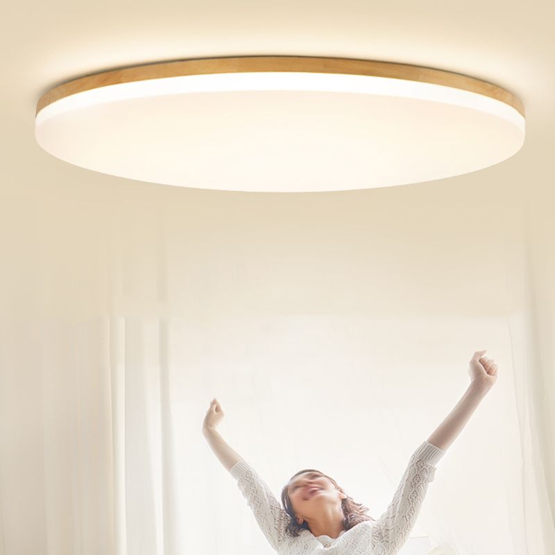 Luz de techo minimalista de madera con montaje empotrado LED circular para dormitorio