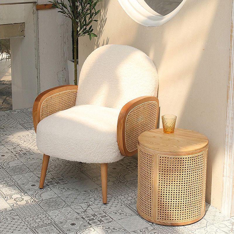 Mid-century Fixed Back Accent Armchair Bedroom Solid Color Accent Chair