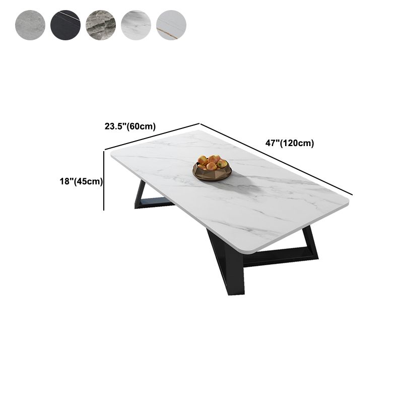 Glam Cross Legs Coffee Table Slate Rectangular Coffee Table Set for Home