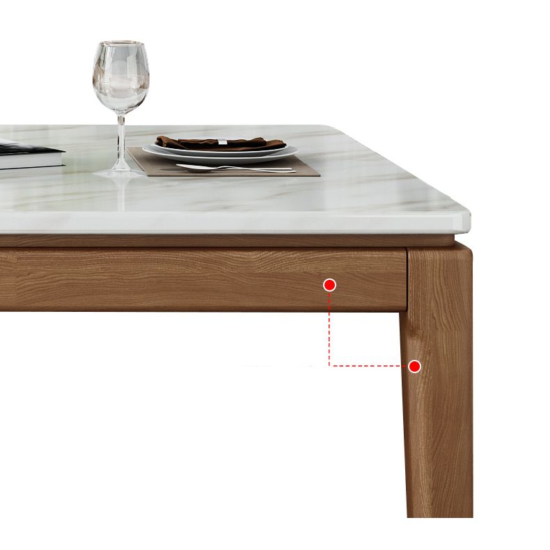 Mid-Century Rectangle Dining Table Stone Top Dining Table for Dining Room