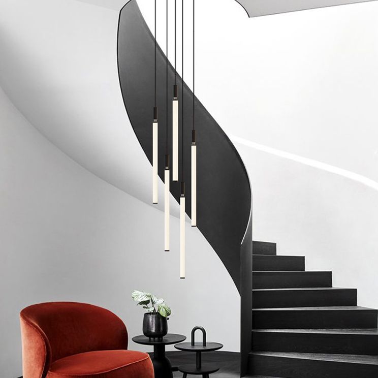 Lampada a sospensione del soffitto tubolare Minimalista Acrilico Black-White LED LEGGIO