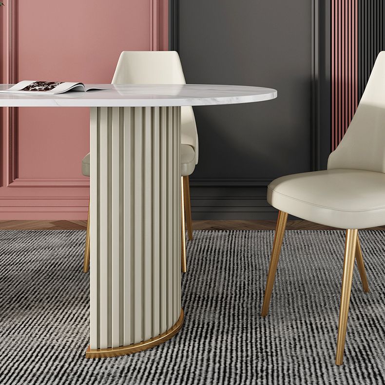 Zeitgenössischer Freiform Esstisch Sintered Steintisch mit doppelter Sockelbasis